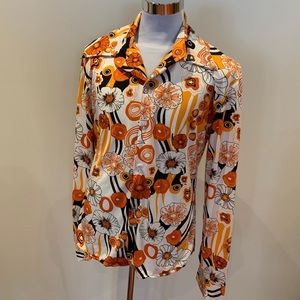 Men Retro floral shirt size L
